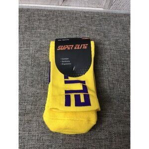 Super Elite Yellow Purple Womens S Normal Cut Sports Cushioned Socks 1 Pair